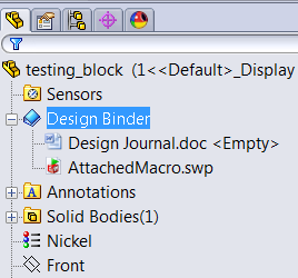 Attach macro to Design Binder Attach macro to Design Binder